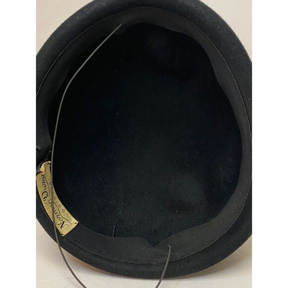 Vtg Norman Durana Womens Rhinestone Pillbox Hat‎ Black One Size - Picture 8 of 13